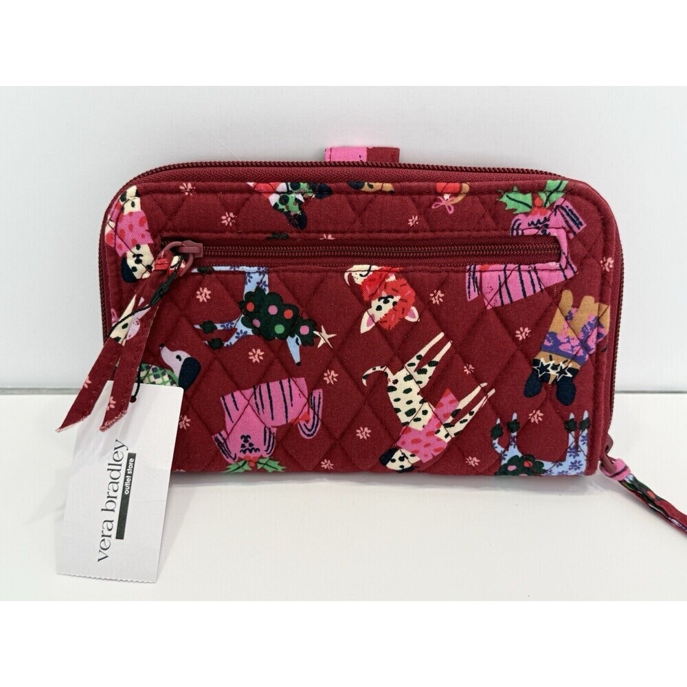 Vera Bradley Wristlet Holiday Hounds ID cardholder Wallet Cotton 2024 Dogs - Picture 2 of 8